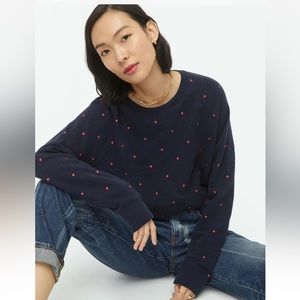 J. Crew Red Heart Navy Sweatshirt